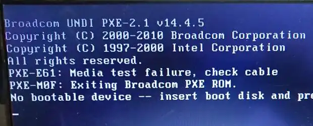 no bootable device