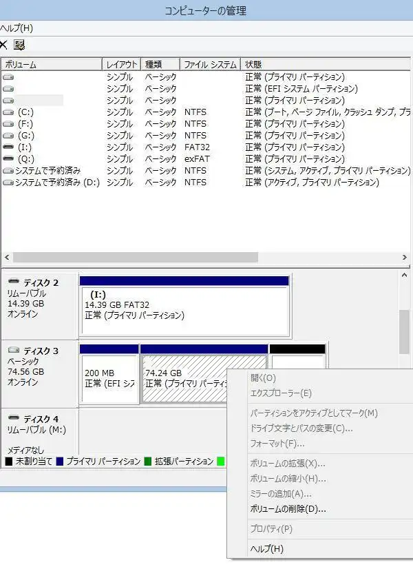 ボリュームの表示