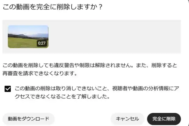 ビデオデータの削除