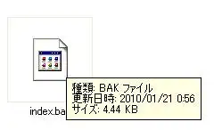 BAKファイルの表示