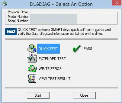 HDDのチェックの結果表示