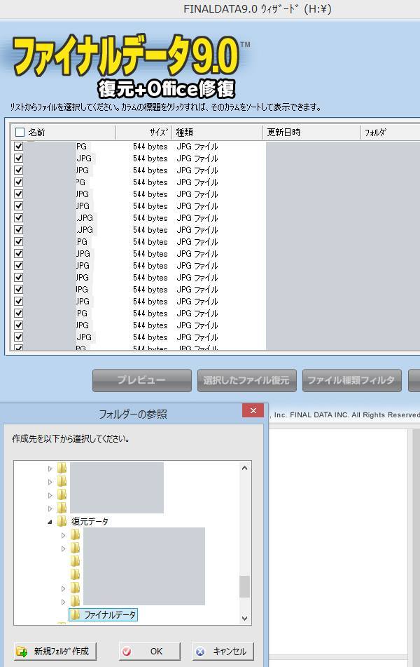 ファイナルデータの画面