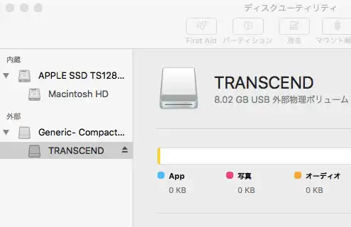 Macでのフォーマット