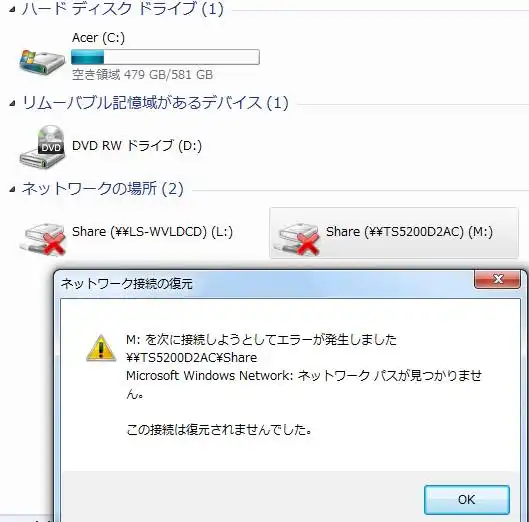 NASの障害